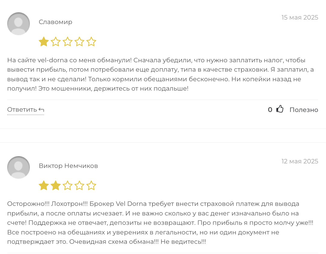 Veldorna реальные отзывы