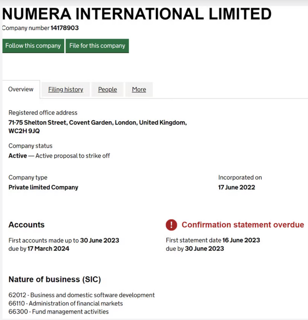 Numera International Limited обзор